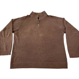 Tommy Bahama Brown Mock Neck Pullover Sweater Men's XL Brown Cotton Beach Travel